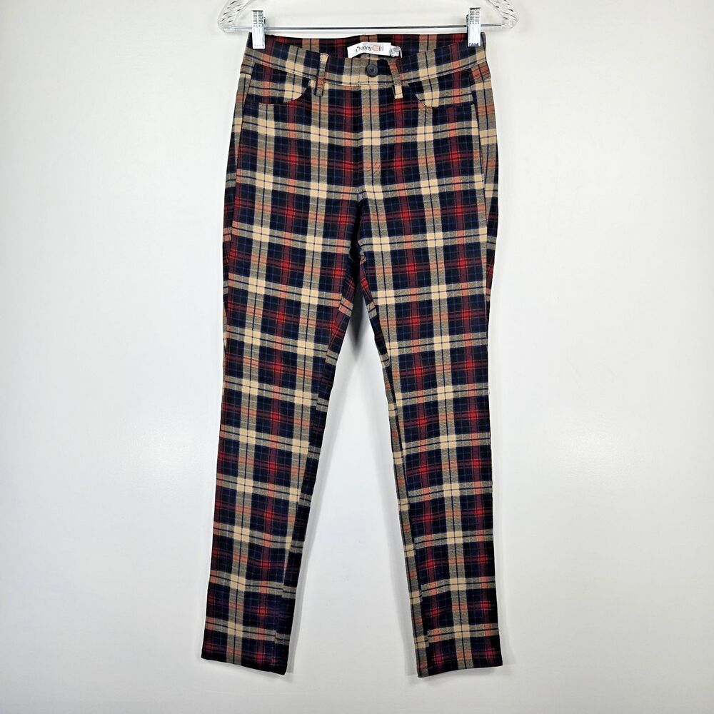 Sunny Girl Women's Size Medium Plaid Skinny Pants‎ NWT